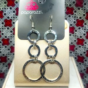 RADICAL REVOLUTION - SILVER Earring. Almost 3 inch long.